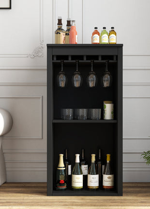 Likeshoppe Black Wine Bar Cabinet with Hutch & Shelves – Modern Storage Cabinet for Dining Room, Living Room & Home Bar