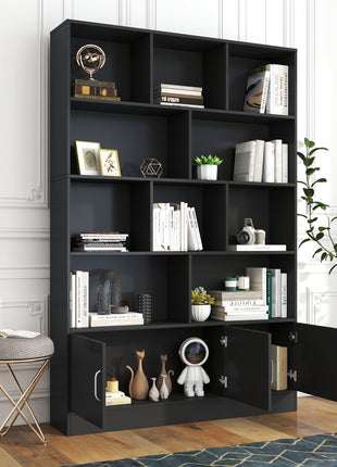 70.87" Tall Bookshelf with 10 Cubes & Cabinet – Modern Storage Organizer for Living Room