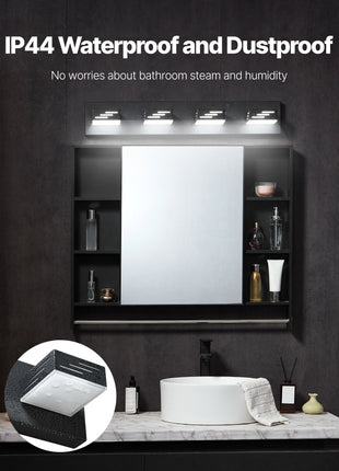 Likeshoppe 32W LED Vanity Light with 4 Rotatable Heads – Modern Waterproof Bathroom Light Fixture for Mirror & Makeup Lighting