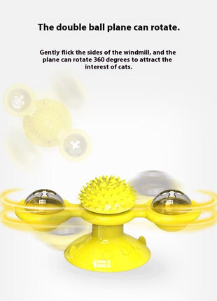 Interactive Windmill Cat Toy with LED Light Ball – Suction Cup Indoor Cat Entertainment Set