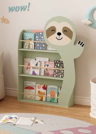 Likeshoppe Bookshelf with 3 Tier Display – Wooden Book Rack for Nursery, Playroom & Reading Corner