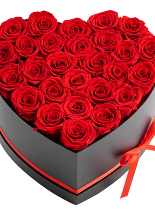 27 Preserved Red Roses Heart Box – Forever Flowers Gift for Women Wife Mom Anniversary Valentine’s Day