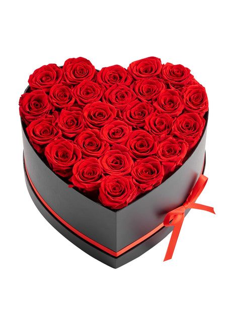 27 Preserved Red Roses Heart Box – Forever Flowers Gift for Women Wife Mom Anniversary Valentine’s Day