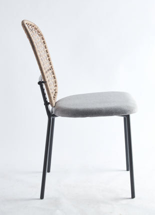 Likeshoppe Black K And Gray Sennit Chair,set Of 4,dining Chair,coffee Chair