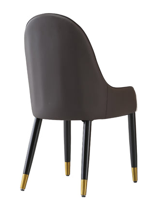 Likeshoppe Dining Chair With PU Leather White And Brown Metal Legs Set Of