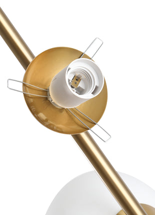 Modern Gold Floor Lamp with Dual Globe Glass Shades – 2-Light Standing Lamp with Foot Switch for Living Room & Bedroom