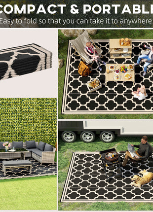 Reversible Outdoor Rug Waterproof Polypropylene – Camping, Patio, Deck & Beach Rug