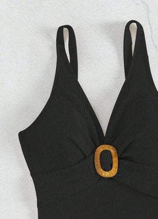 Women’s Slimming V-Neck One-Piece Swimsuit – Quick Dry Stretch Tummy Control Swimwear