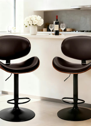 LIKESHOPPE Adjustable 360° Swivel Bar Stools with Back & PU Leather Seat – Set of 2