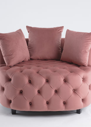 Likeshoppe Pink Velvet Barrel Accent Chair – Modern Curved Lounge Chair for Living Room, Bedroom & Reading Nook