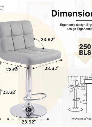 Adjustable Swivel Bar Stools Set of 2 – Counter Height PU Leather Barstools with Backrest
