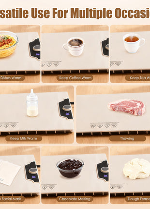 Food Warming Mat 300W – Electric Silicone Heating Mat with 14 Temp Levels & Timer for Buffet & Parties