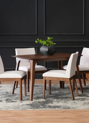 Likeshoppe 5 Piece Mid Century Dining Table Set with Upholstered Chairs – Solid Wood Walnut Dining Set for 4, Modern Kitchen & Dining Room Furniture