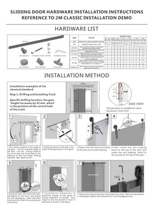 6.6 FT Sliding Barn Door Hardware Kit – Heavy Duty Carbon Steel Track System with Floor Guide & Handle (Black)