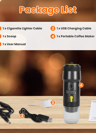 Portable Electric Espresso Machine – Self Heating Cordless Coffee Maker