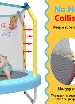 Likeshoppe 55-inch Trampoline For Kids Indoor & Outdoor Small Toddler Trampoline With Basketball Hoop