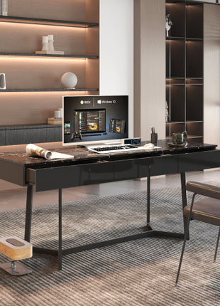 Likeshoppe Modern Black 70.87  Computer Desk, Study & Work Desk  Y-Shaped Metal Legs