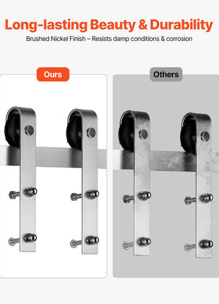 6 FT Sliding Barn Door Hardware Kit – Brushed Nickel Track System for Single Sliding Door