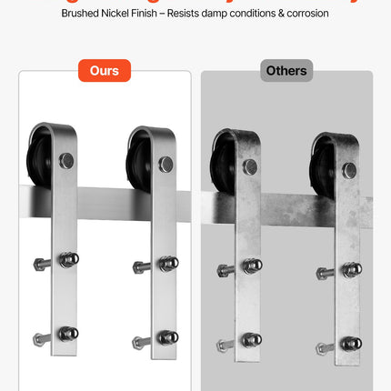 6 FT Sliding Barn Door Hardware Kit – Brushed Nickel Track System for Single Sliding Door