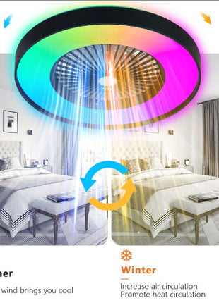 23" Smart Ceiling Fan with RGB LED Light – Dimmable App & Remote Control Ceiling Fan