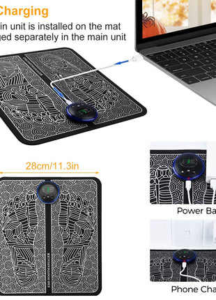 EMS Foot Massage Pad – Electric Foot Stimulator with 6 Modes & Adjustable Intensity Rechargeable