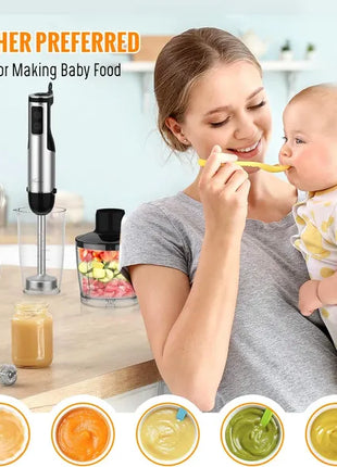 1100W 5-in-1 Immersion Blender Handheld – 12-Speed Stick Blender with Chopper & Whisk