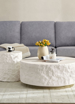Likeshoppe 35.43''Fiberglass Round Center Coffee Table Set For Living Room