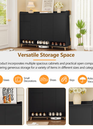 Modern Shoe Cabinet with Adjustable Shelves – Minimalist Entryway Organizer