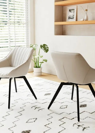 Likeshoppe Set Of 2 Dining Chairs, Medieval Modern Kitchen Dining Chair, PU Decorative Chairs With Black Metal Legs, Suitable For Home&kitchen White