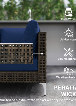 7 Piece Wicker Patio Furniture Set with Cushions & Acacia Wood Table