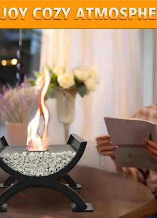 Likeshoppe Portable Tabletop Fire Bowl – Round Glass Indoor Outdoor Fireplace for Patio, Dining Table & Events