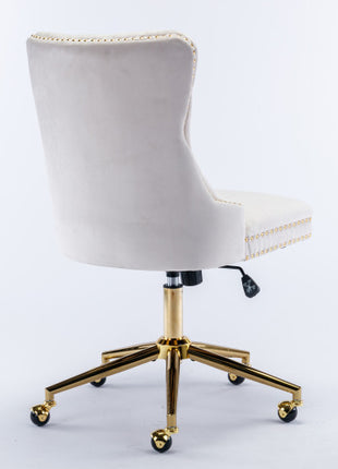 Likeshoppe Velvet Fabric Tufted Button Home Office Chair, Adjustable Office Chair Swivel Office Chair
