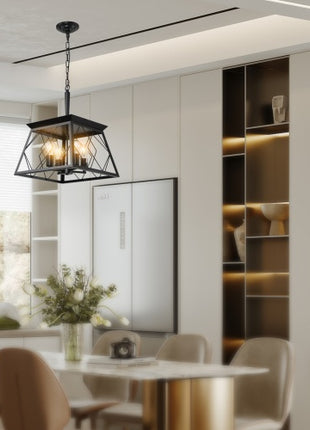 Likeshoppe 4 Light Farmhouse Chandelier Black – Rustic Iron Ceiling Light with Adjustable Chain for Dining Room, Kitchen & Entryway (E26)