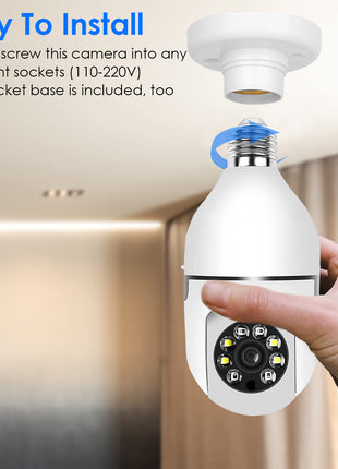 1080P WiFi Bulb Security Camera – E27 Smart IP Camera with Night Vision, Motion Detection & Two-Way Audio