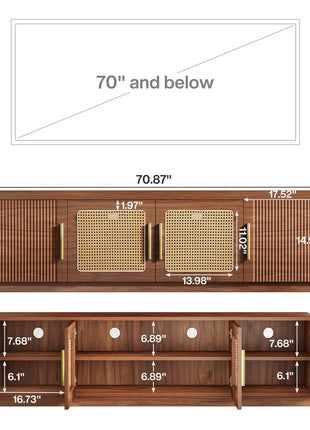 70.9" Entertainment Center TV Stand with Storage Shelves – Modern Media Console