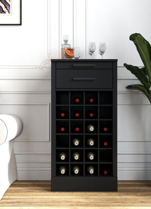 Likeshoppe Black Wine Bar Likeshoppe Cabinet with 28 Bottle Storage – Modern Buffet Cabinet for Dining Room, Kitchen & Home Bar