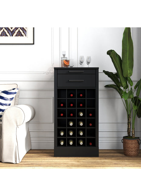Likeshoppe Black Wine Bar Likeshoppe Cabinet with 28 Bottle Storage – Modern Buffet Cabinet for Dining Room, Kitchen & Home Bar