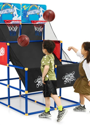 Likeshoppe Kids Basketball Arcade Game – Dual Shot Indoor Basketball Hoop with 2 Backboards