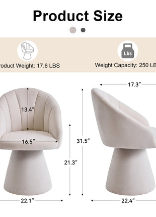 Chenille Swivel Accent Chair – Modern Upholstered Vanity Dining Chair with Curved Backrest