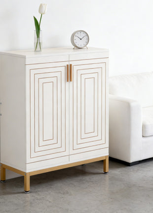 Likeshoppe Modern Shoe Storage Cabinet with Doors – 5 Tier Entryway Shoe Organizer with Gold Legs