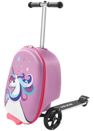 20" Kids Ride-On Scooter Luggage with Flash Wheels – Purple