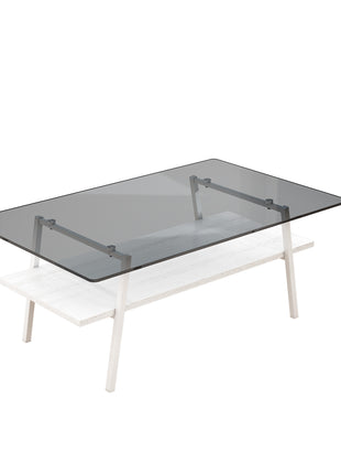 Modern Rectangle Tempered Glass Coffee Table – Gray Glass Living Room Table