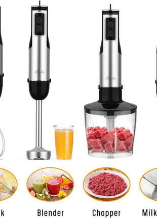 1100W 5-in-1 Immersion Blender Handheld – 12-Speed Stick Blender with Chopper & Whisk