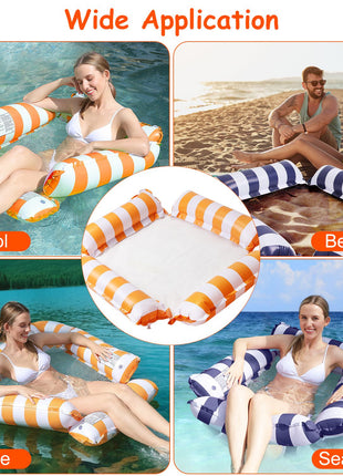 3PCS Inflatable Pool Float Set – Water Hammocks & Drink Snack Float with Air Pump