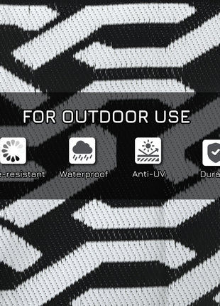 Reversible Outdoor Rug 8x10 Waterproof – RV Camping Patio Rug with Carry Bag Black & White Chain
