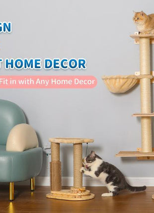 Interactive Cat Scratching Board with Ball Track Toy – Indoor Cat Activity Center with Groomer