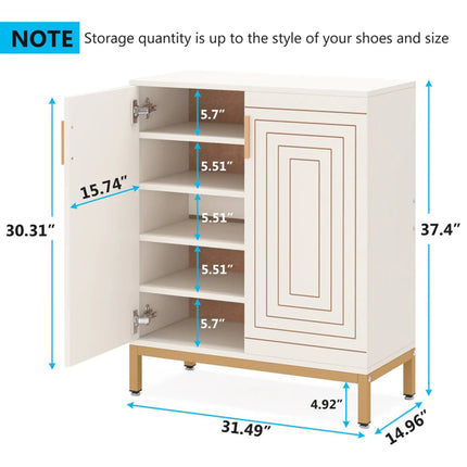 Likeshoppe Modern Shoe Storage Cabinet with Doors – 5 Tier Entryway Shoe Organizer with Gold Legs