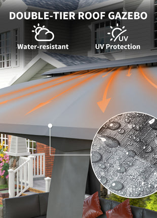 10' x 20' Outdoor Patio Gazebo with Netting – Large Garden Canopy Shelter with Vented Roof