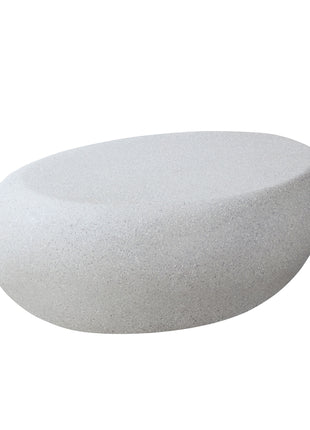 Modern Fiberglass Elliptical Coffee Table – Matte Rock Texture Irregular Living Room Center Table