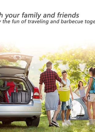 Portable Charcoal BBQ Grill Foldable Suitcase Camping Grill with Adjustable Heights for Outdoor Cooking